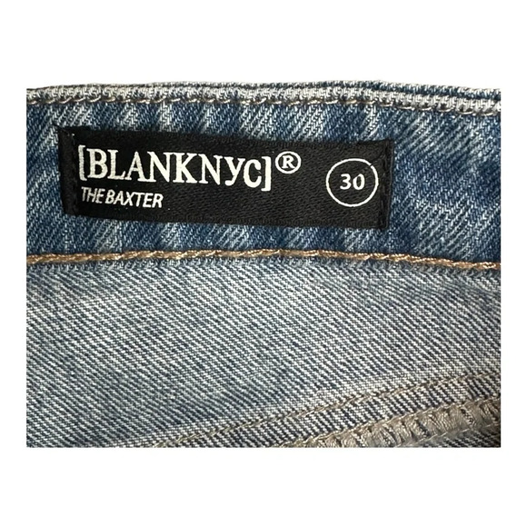 NWT Blank NYC Baxter Super High Waist Ripped Raw Hem Straight Leg Jeans Sz: 30 - Picture 10 of 15